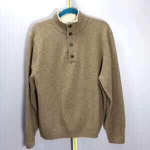 Jos. A. Bank Lambswool Blend Henley Sweater‎ Men’s M Tan Brown